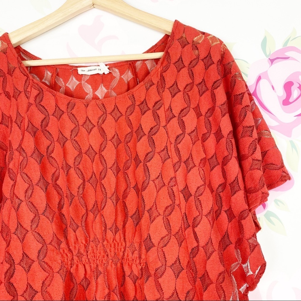 Anthropologie The Addison Story Lunar Cycle Boho Lace Red Orange Blouse S - Picture 3 of 8